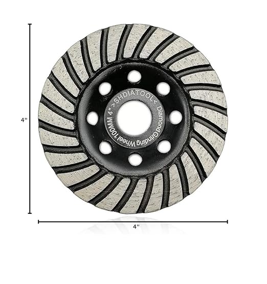 SHDIATOOL 4 Inch Turbo Row Diamond Grinding Cup Wheel for Concrete Granite Marble Masonry Brick Fits 7/8 Inch or 5/8 Inch Arbor
