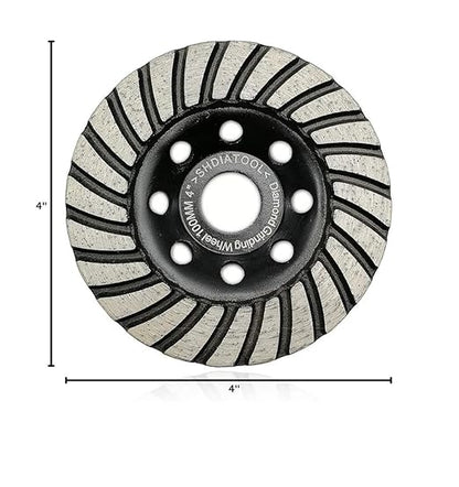 SHDIATOOL 4 Inch Turbo Row Diamond Grinding Cup Wheel for Concrete Granite Marble Masonry Brick Fits 7/8 Inch or 5/8 Inch Arbor