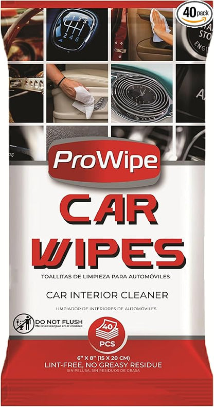Car Cleaning Wipes - Car Interior Cleaner, Dashboard Cleaner, 1x40 Count Residue-Free Wipes for Interior Surfaces, From Dashboard to Leather Seats, Must Have Accessories