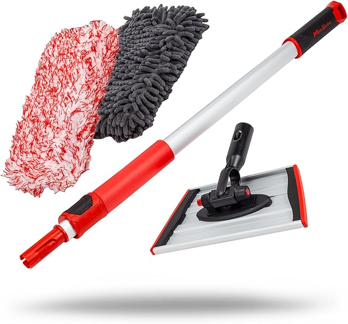 Maxshine IncrediStick Car Wash Stick | Extends to 4ft with Lightweight Aluminum Handle | Includes Microfiber & Chenille Covers | Secure Grip, Compact Design, Cleaning Tool for Cars, Trucks & RVs