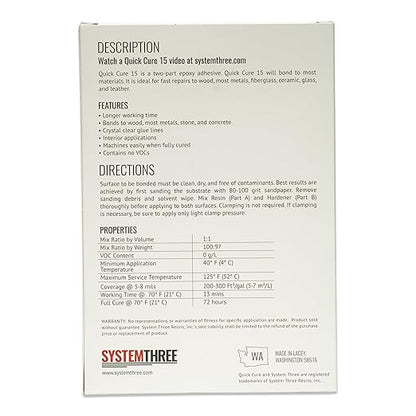 System Three Quick Cure 15 Epoxy Adhesive, 1/2 Gallon Kit