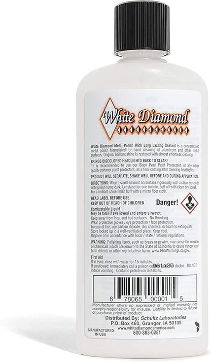 Schultz Laboratories White Diamond Metal Polish & Long Lasting Sealant - Perfect for Stainless Steel, Brass, Aluminum, Chrome, Gold, Silver - Sealant, Rust Remover/Preventer, Jewelry, Boats - 3 Pack