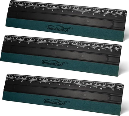 NEWISHTOOL 11.8" Felt Squeegee for Vinyl, 29.8cm Big Size Ruler Squeegee for Wallpaper Smoothing, Sign Making, Car Vinyl Wraps, Window Tint Film Application, Graphic Decals Squeegee Tool - Pack of 3