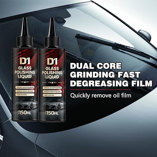 Bianca Glass Polish, D1Car Glass Polish, D1Windshield Cleaner, Glass Film Remover, Anti-Fog Hydrophobic Coating Spray, Removes Scratches, Wiper Marks and Film (2 Pack)