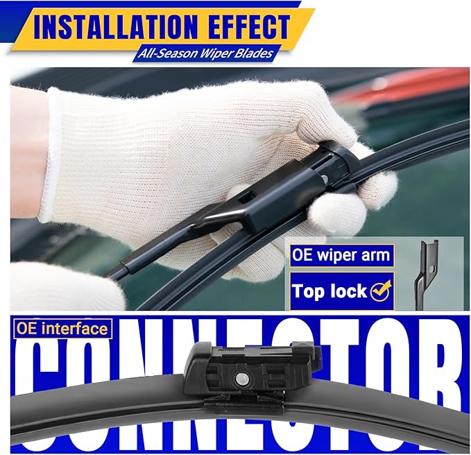 2 wipers Replacement For 2017-2023 Tesla Model 3/2020-2023 Model Y Original Equipment Replacement Wiper Blade - 26"/19" (Set of 2) Top Lock