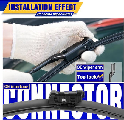 2 wipers Replacement For 2017-2023 Tesla Model 3/2020-2023 Model Y Original Equipment Replacement Wiper Blade - 26"/19" (Set of 2) Top Lock
