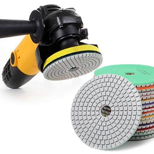 KEEYWOLT 10Pcs 4 Inch Diamond Polishing Pads Including Aluminum Backing Pad Set for Angle Grinder Buffer Wet/Dry Polishing Stone Granite Marble Concrete Tile…