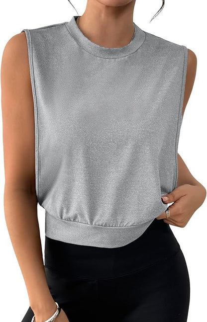 SOFIA'S CHOICE Women Workout Crop Tank Tops Cropped Sleeveless Muscle Shirt Gym Yoga Running
