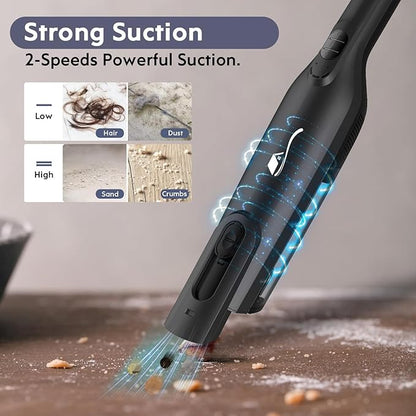 AYONTIN Cordless Handheld Vacuum, Lightweight Portable Hand Vacuum Cleaner with LED Light,Rechargeable Hand Held Vacuum with One-Touch Empty, Powerful Suction for Office,Home,Black