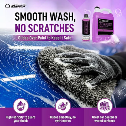 Nanoskin HYPER SUDS Foaming Car Wash Shampoo 1 Gallon - Ultra Concentrated: Works with Foam Cannon, Foam Gun, Bucket Wash, Pressure Washer | Ideal for Use in Mixing/Metering systems | 800:1 Dilution