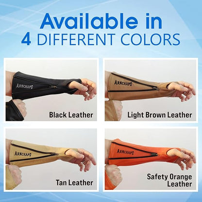 Arm Chaps Leather Protective Sleeves Arm Guard - Prevent Cuts, Scratches & Bruises - Genuine Cowhide - Ideal for Gardening & Construction - Left & Right Form-Fitting. Brown (1 Pair/X-Large).