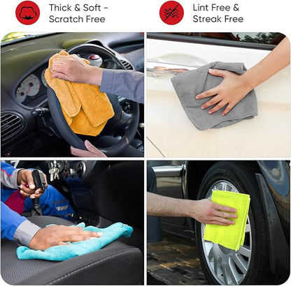AIDEA Microfiber Cleaning Cloth 24 Pack, Microfiber Towels for Cars, Soft & Absorbent Cleaning Rags, Premium Lint Free Shop Towels for House, Kitchen, Car, 12inx16in, Black