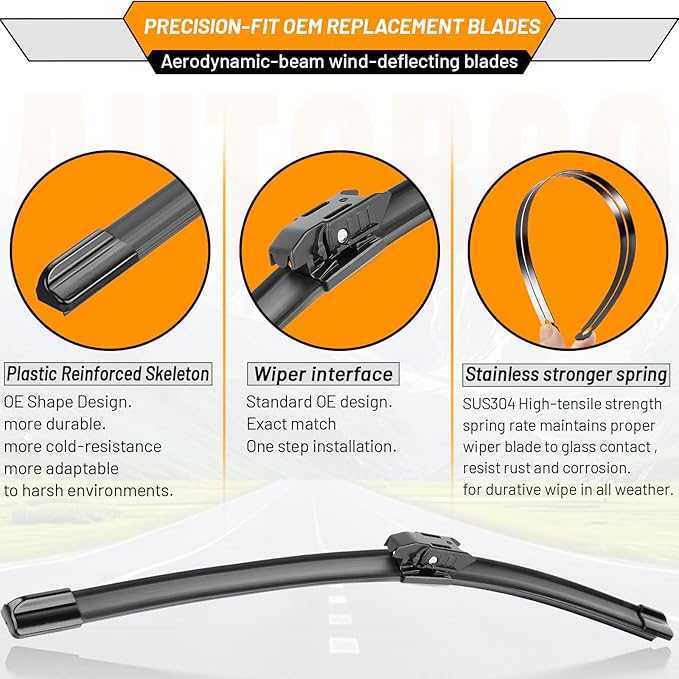 AUTOBOO 24"+20" Windshield Wipers With 13" Rear Wiper Blade Replacement for BMW X2 2018-2022-Original Factory Quality (Pack of 3)