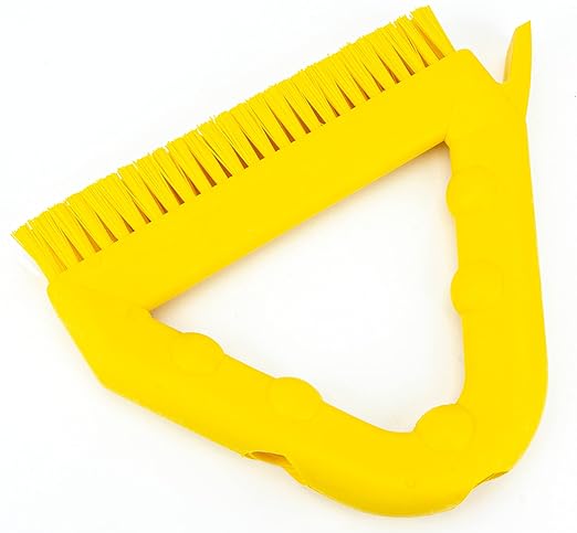 SPARTA Plastic Commercial Grout Brush, Triangle-Shaped Scrub Brush with Scraper and Two Threaded Holes for Attaching Handle (Sold Separately), 9 x 7 x 7 Inches, Yellow
