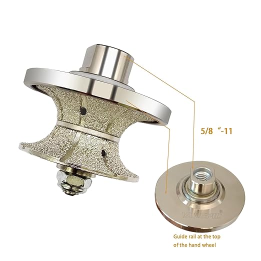 VANEPIC V30 Diamond Full Bullnose Profile Wheel Diamond Hand Profiler Router Bit Wheel Vacuum Brazed with 5/8-11 Thread for Grinder Polisher Granite Marble Concrete and Countertop Edge Shaping