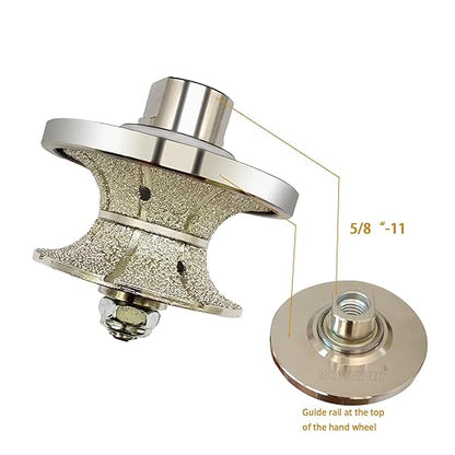 VANEPIC V30 Diamond Full Bullnose Profile Wheel Diamond Hand Profiler Router Bit Wheel Vacuum Brazed with 5/8-11 Thread for Grinder Polisher Granite Marble Concrete and Countertop Edge Shaping
