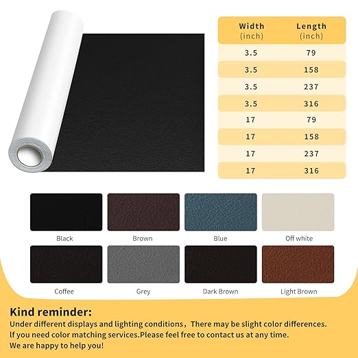 JuCheng Leather Repair Kit -Leather Repair Patch Self-Adhesive Waterproof Patch & Glue for Furniture, Car Seats, Sofa, Couch, Vinyl - Instant Fix for Tears & Scratches (Dark Brown, 3.5X79 inch)