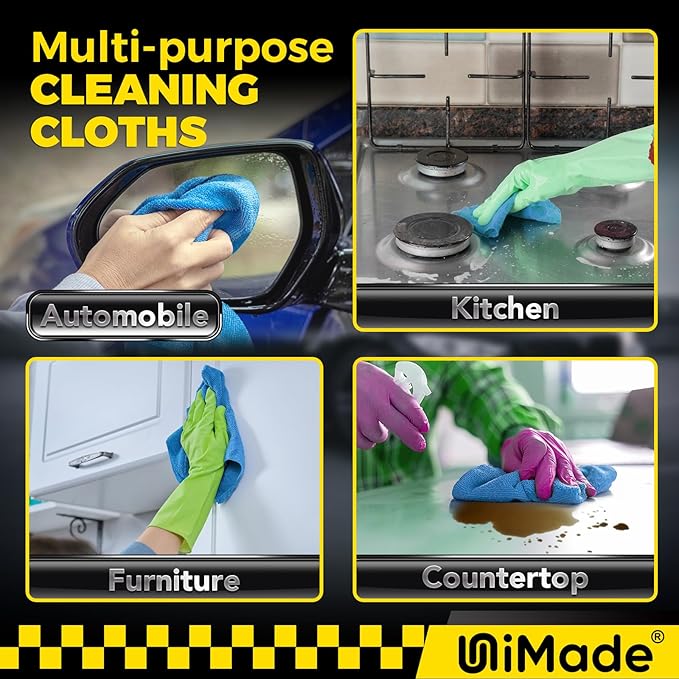 Microfiber Cleaning Cloth, 24 Pack Reusable Microfiber Towels for Cars Lint Free Cleaning Shop Towel Rags for Home Kitchen Automotive Bar Mechanic Restaurant Garage, 11.5"x 11.5", Blue