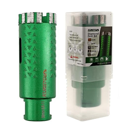 KURSTOL Diamond Core Drill Bits - 2pcs 1-1/2 Inch with 58-11 Thread Granite Hole Saw Dry or Wet Drilling Hard Stone Marble Concrete Quartz Countertop Laser Welded Masonry Coring(38mm)