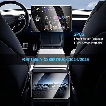 DGXWLLW Screen Protector for Tesla Cybertruck 2024 2025 2026 with Alignment Kit, Front Back Tempered Glass Touch Screen Protective for Center Console Dashboard 9H Hardness Anti Glare Fingerprint HD Clear
