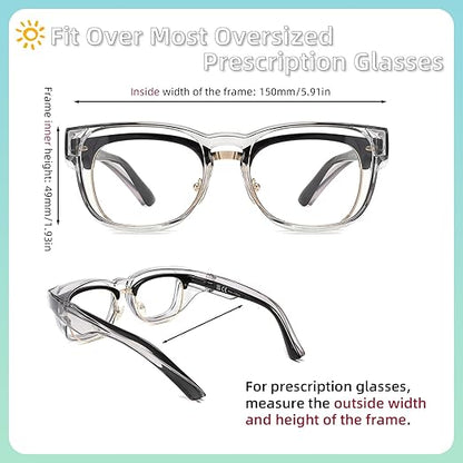 Alsenor Safety Glasses Anti Fog Goggles Fit Over Prescription Eyewear For ANSI Z87.1 Certified Oversized Eyeglasses For Men Women (Oversized-Grey)