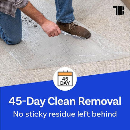 TapeManBlue Carpet Protection Film 36" x 200' roll, Self Adhesive Plastic Carpet Protector Film with Clean Removal & Easy Unwind, Durable Protection Tape to Shield Your Surface from Dirt and Spills