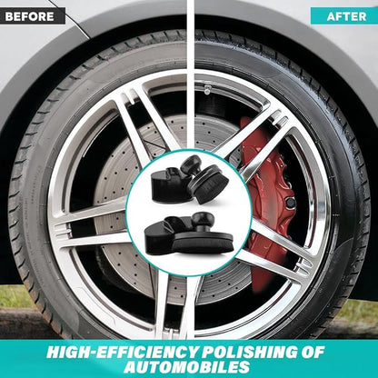 2 Pcs Car Tire Shine Applicator,Round and Curved Brushes with Storage Stand Automotive Tire Dressing Applicator Brush for Auto Detailing Cleaning Service(Color:Black)