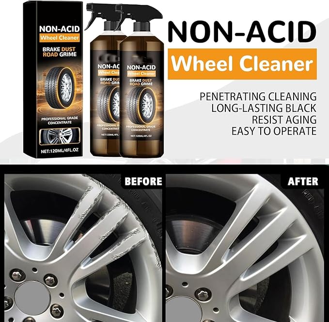 3 Pcs Wheel Cleaner, Wheelblaze Tire Cleaner Versatile and Powerful Rust Converter Car Detailing Kit, Turn Filthy Wheels into Instant Shine for Safe On Most Rim Finishes