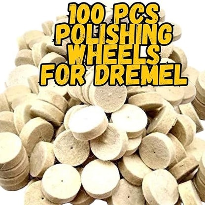 Drilax 1-Inch Polishing & Buffing Wheel Kit for Dremel – 100 Pcs with 2 Mandrels – 50% Thicker Wheels for Jewelry, Metal & Resin Shine