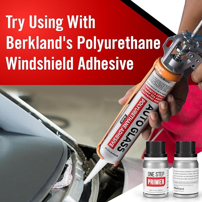 Windshield Primer - Ideal for Windshield Replacement - Promotes Adhesion of Urethan Adhesive/Sealants - UV Resistant - Fast Drying, No Activator - Incl. 2 Daubers and Gloves - Black - 30 mL / 1 fl oz