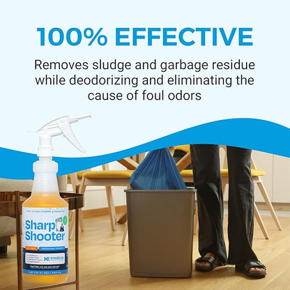 KINZUA ENVIRONMENTAL Sharpshooter, Heavy-Duty Trash Can Odor Eliminator & Degreaser, Garbage Surface Cleaner and Deodorizer Foam, Professional-Grade, Fresh Citrus Scent, 32 oz, Pack of 2