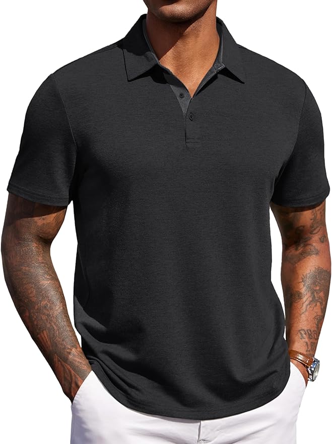 COOFANDY Mens Polo Shirts Short Sleeve Casual Summer Polo Tee Classic Collared Golf Stylish Tops