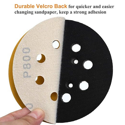 Aiyard 5-Inch 8-Hole Hook and Loop Sanding Discs 800-Grit Random Orbit Sandpaper, 100-Pack
