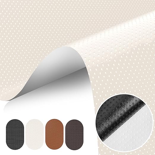 JuCheng Breathable Leather Repair Kit, 20x120inch Perforated Self-Adhesive Leather Repair Patch for Furniture, Cars, Office Chairs (Beige)