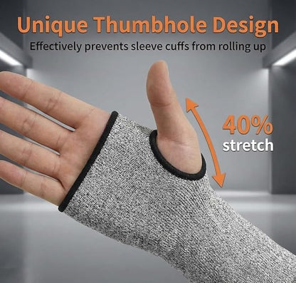 GOL-SIV Cut Resistant Sleeves With Thumb Hole, Arm Protectors For Thin Skin And Bruising, Gardening Sleeves For Women, Men, Elderly (17.7in, Grey)