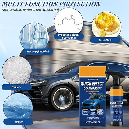 2Pcs Advanced Car Quick-Acting Coating Agent Spray, Quick Effect Coating Agent for Vehicle, Car Scratch Wax Polish Sprays, Multi-Purpose Oil Film Emulsion Glass Cleaner with Sponge and Cloth