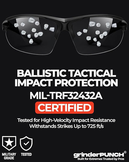 grinderPUNCH Tactical Shooting Glasses Military Grade Impact Resistant Protection 100% UV Lenses ANSI Z87 Safety Glasses