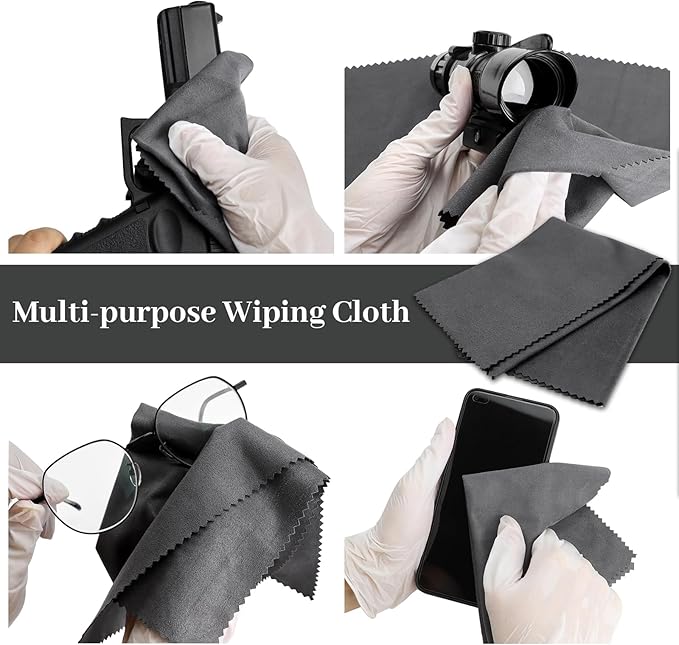 BOVPCAO 5/3 Pack Microsuede Gun Cloth - 12"x12" Gun Cleaning Cloth Lint Free - Soft and Washable Gun Cleaning Rags - Professional Gun Cleaning Supplies