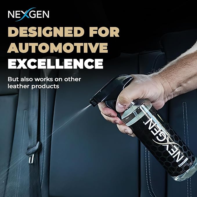 Nexgen Car Leather Cleaner - Quick Spray Car Interior Cleaner and Leather Restorer - Gentle Liquid Formula, Multi-purpose Leather Cleaner For Car, Couch, Boots, Purses, and More (16 Oz)