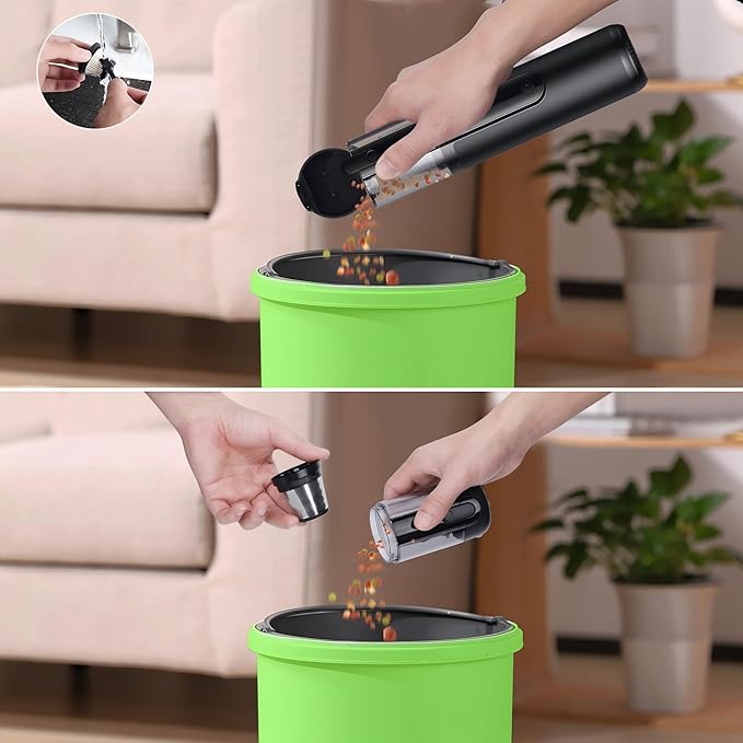 Seiyeje Car Vacuum, Handheld Cordless Vacuum 19000Pa, 4-in-1 Mini Portable Cleaner with Green LED Detection Light, 2 Modes for Car, Home, Office, Desk & Keyboards, Rechargeable, Washable Filter