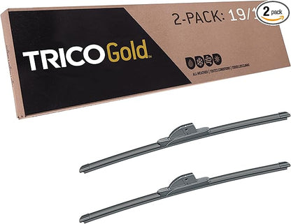 TRICO Gold 19" + 19" Premium Automotive Replacement Windshield Wiper Blades (Set of 2), Passenger and Driver Side All-Weather Beam Wiper Blades for Select Vehicle Models