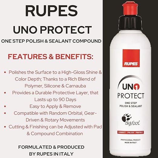 RUPES 5 Pack of High Performance Orbital Polishing Compounds - Includes 250 Milliliter Bottles of D-A Coarse, D-A Fine, UNO Protect, UNO Pure and Uno Advanced