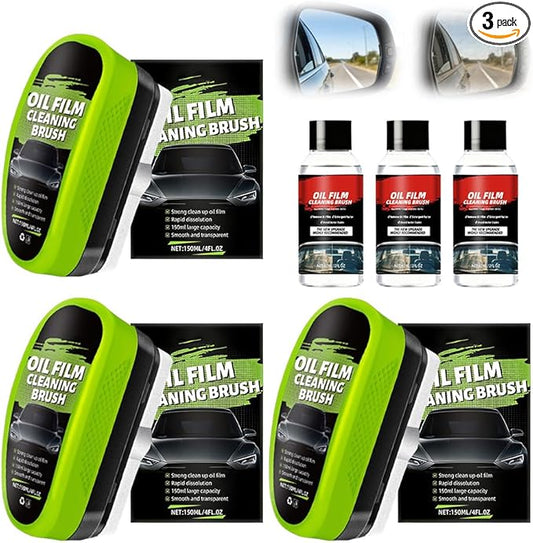 Automotive Oil Film Cleaning Brush,Glass Cleaner, Car Windshield Cleaner, 150ml Automotive Oil Film Cleaning Brush - Preserve Clarity, Immediately See the Effects (3PCS)
