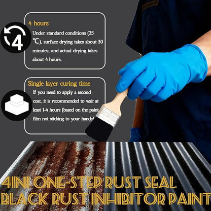 Qlonry 4-in-1 Upgraded Rust Converter & Metal Primer,1Gal/133Fl.oz Black Rust Inhibitor Paint for Metal, Heat Resistance & UV Resistant Automotive Water Based Rust Reformer Rust Paint