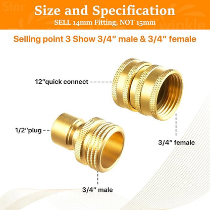Twinkle Star Pressure Washer Adapter Set, Quick Disconnect Kit, M22 14 mm Quick Connect Swivel to 3/8'' Quick Connect Fittings, 3/4" to Quick Release 9 Sets