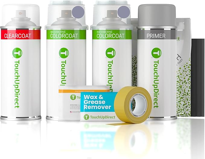 TouchUpDirect R7/M7494A Glacier Gray Metallic Tricoat Compatible with Ford Exact Match Touch Up Paint Aerosol - Platinum Kit