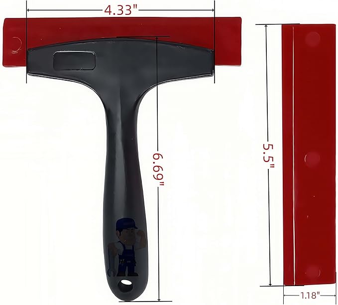 4 Pack 5.5Inch All Purpose Double Edge Squeegee Blades with Non-Slip Long Handle Squeegee for Window Cleaning, Windshield, Tile, Mirror, Shower Cleaning Tool