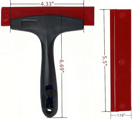 4 Pack 5.5Inch All Purpose Double Edge Squeegee Blades with Non-Slip Long Handle Squeegee for Window Cleaning, Windshield, Tile, Mirror, Shower Cleaning Tool