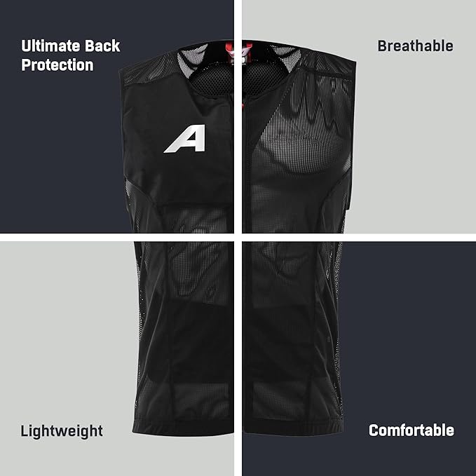 ALPINA Proshield Back Protector Vest Men, Lightweight Flexible Spine Protection for Skiing Snowboarding, Black