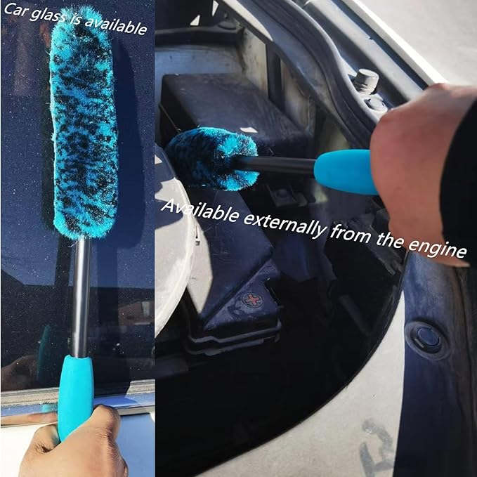 DEKADONS 4PCS Wheel Brush Kit for Cleaning Wheel and Tire, Wheel and Rim Brush, Car Detailing Brushes, 360 Degree Bendable & Durable Car Wheel Rim Cleaner Brush Set (Blue)